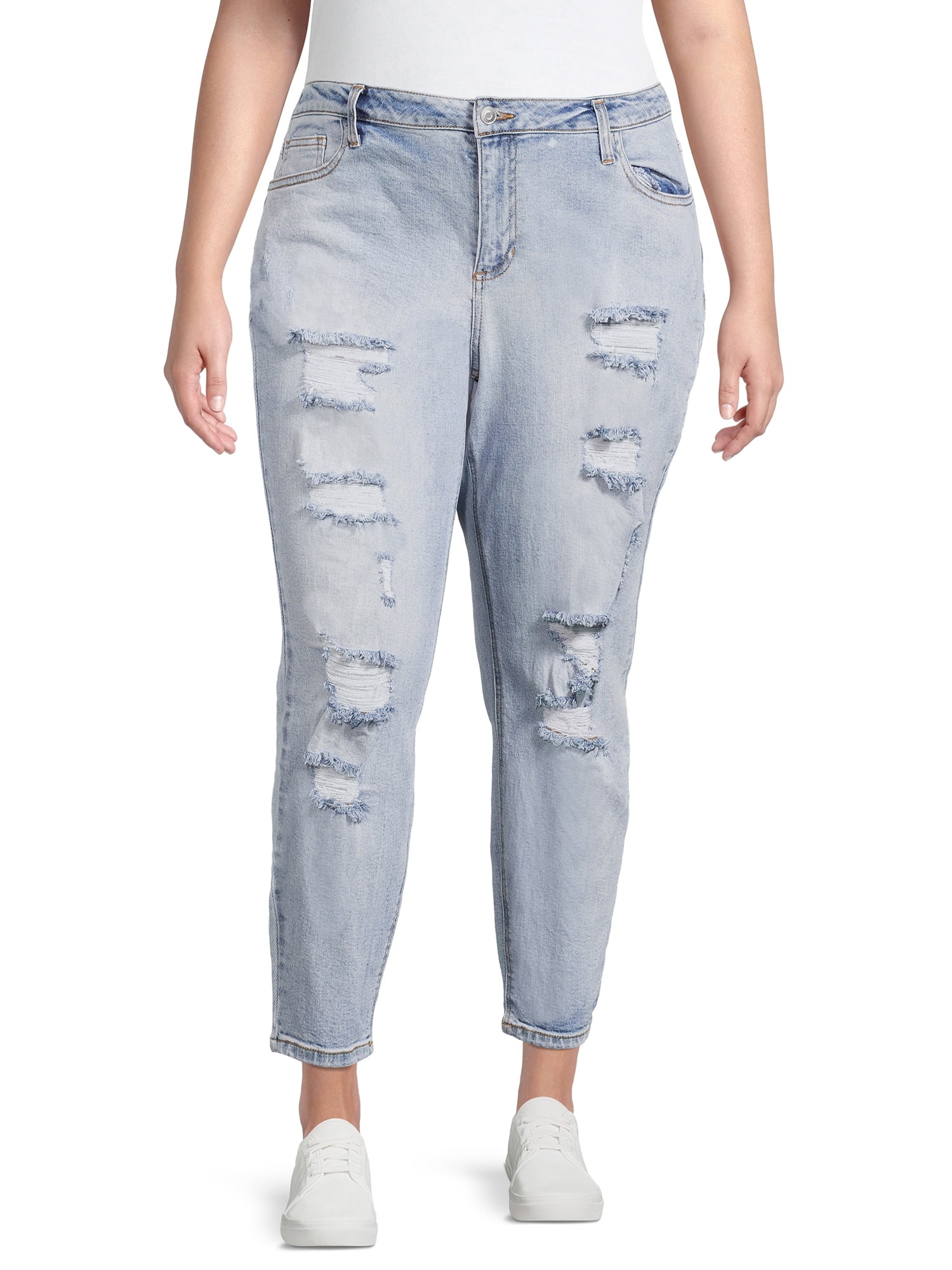 Plus Size Mid Rise Capri Jeans 