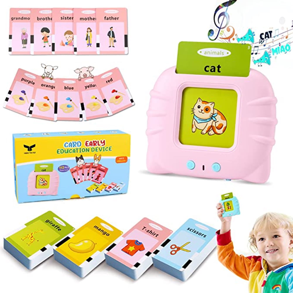 Toddler Toy Flash Cards Learning Toy for 1-6-Year-Old Bluetooth Educational Toys for Toddler,112 Pcs Flash Cards 224 Words Blue Speech Therapy Toys for Toddlers Preschool Learning Toys and Gift 