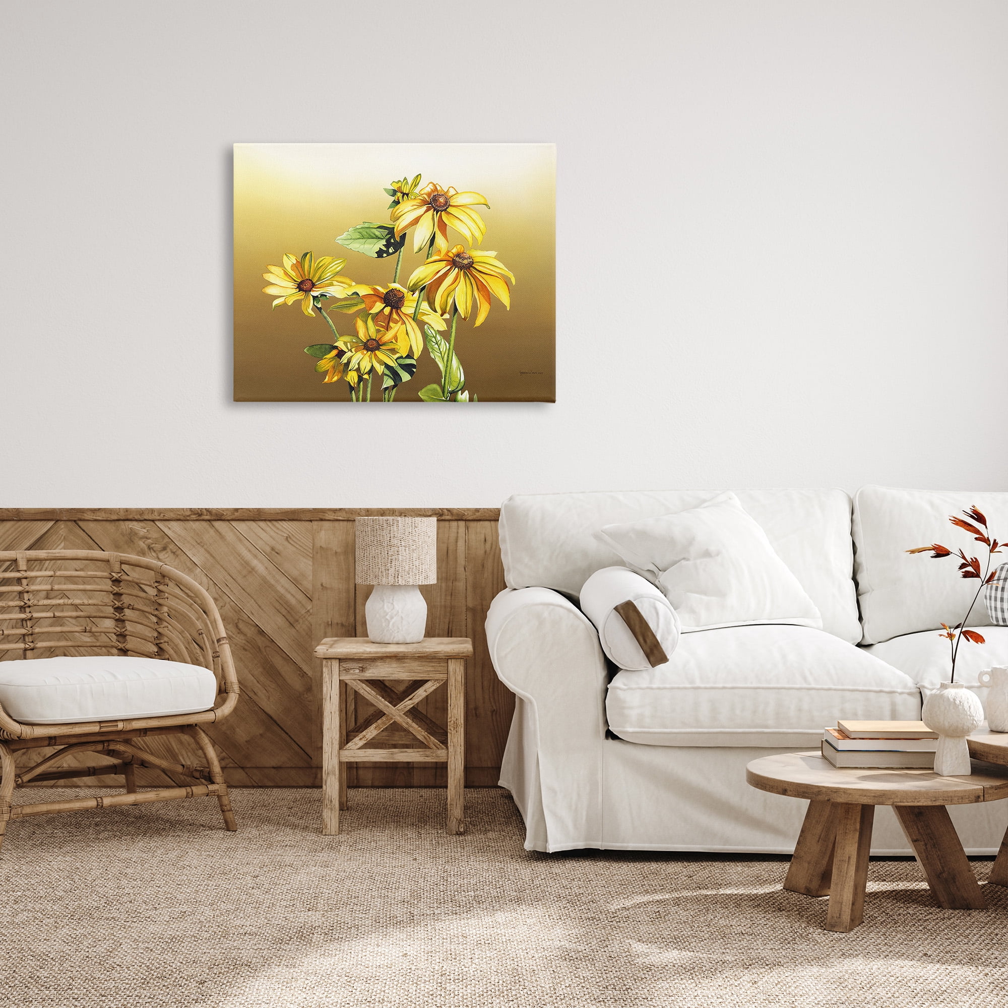 Stupell Industries Drooping Daisy Petals Botanical & Floral Painting Gallery Wrapped Canvas Art Print Wall Art, 40 x 30