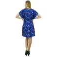 thumbnail image 5 of Bimba Women's Floral Blue Satin Kimono Bridesmaid Drawstring Cover Up Kaftan-20, 5 of 9