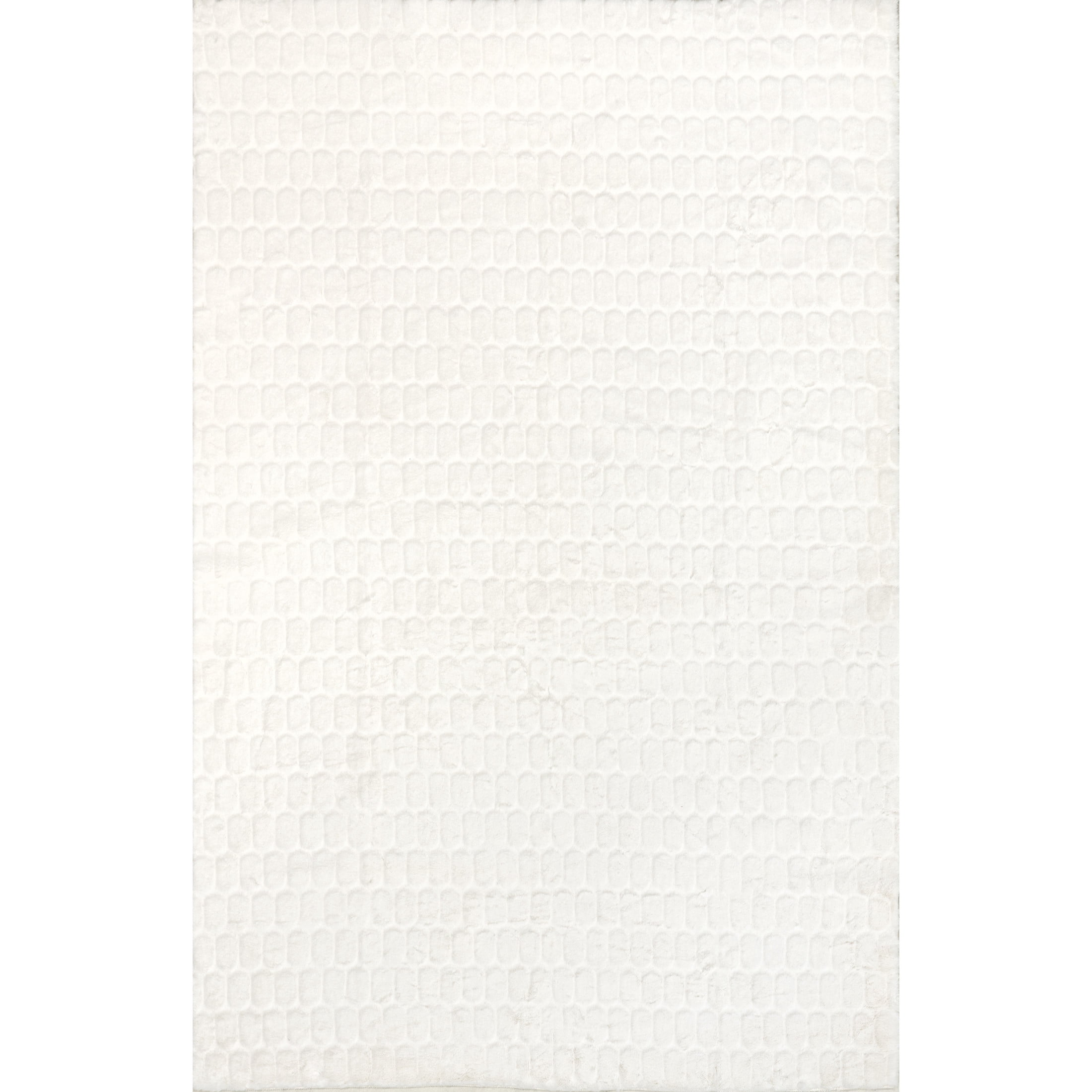 nuLOOM Nia SuperiorWash Tile Faux Rabbit Machine Washable Area Rug, 5' x 8', Nia White