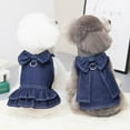 thumbnail image 2 of JUNWELL Clearance Sale Denim Dog Dress Bownot Jeans Skirt Spring Summer Pet Clothes Cat Puppy Doggy Clothing T-shirt Vest Dog Leas Leash Harness Coat, 2 of 6