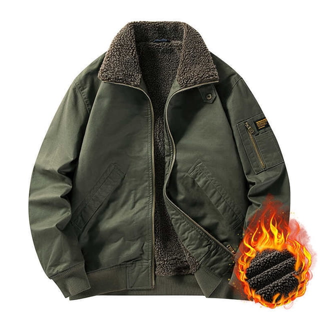 LOVZFMLL Jackets for Men's Winter Thick Solid Color Collar Jacket With Long Sleeves Pockets Zipper Jacket