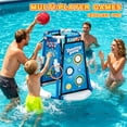 thumbnail image 4 of JoyStone 4-in-1 Floating Pool Basketball Hoop Set, Pool Toys with 4 Basketballs, Ring Toss and Sticky Ball Toss, Outdoor Summer Pool Games for Kids, Blue, 4 of 9