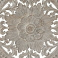 thumbnail image 4 of DecMode Brown Wooden Intricately Carved Floral Wall Decor with Mandala Design, 4 of 8