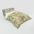 thumbnail image 3 of Floral Duvet Cover Set, Oval Cornered Geometric Squares of Many Sizes Varied Flowery Patterns Lines Swirls, Bedding Set with Shams and Fitted Sheet, 3 Sizes, by Ambesonne, 3 of 3