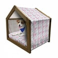 thumbnail image 1 of Romantic Pet House, Valentines Day Love You Calligraphy with Hearts Pastel Colored Design, Outdoor & Indoor Portable Dog Kennel with Pillow and Cover, 5 Sizes, Pale Pink Teal, by Ambesonne, 1 of 5