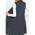 thumbnail image 3 of Women's Sleeveless Notched Collar Long Knit Sweater Vest with Side Pockets, 3 of 4