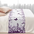 thumbnail image 2 of Butterflies Bed Runner for Cal King Size Bed, Spring Purple Butterfly Falling Leaf Plant Silhouette Soft Bedding Scarf Bedding Protector Slipcover Sofa Throw for Bedroom Hotel Guesthouse, 2 of 8