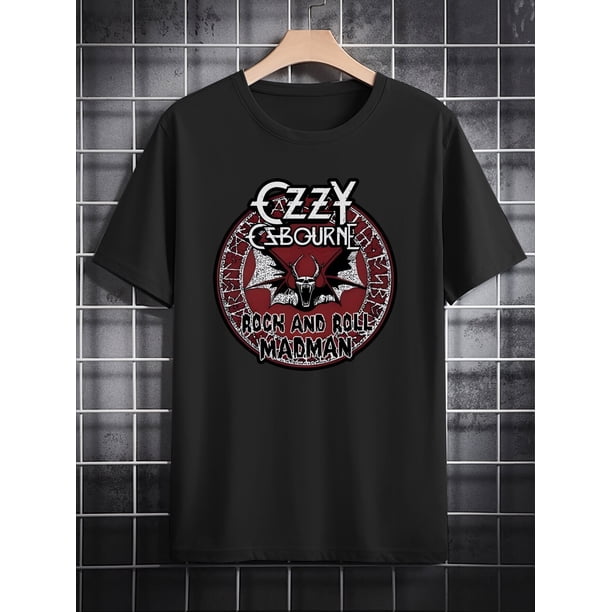 Men's Casual Round Neck T-Shirt | Vintage Band Graphic Print | Cotton Knit | Summer Comfort Fit | Black with Bold Red & White Design | Ideal Gift for Music Enthusiasts, Casual Sporty Tee