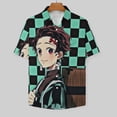 thumbnail image 3 of Demon Slayer Casual Short Sleeve Shirt Lapel Collar Shirt Summer Beach Shirt 6XL, 3 of 8