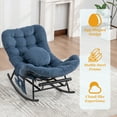 thumbnail image 6 of Homefun Rocking Chair with Thick Cushion Footrest,Indoor/outdoor Oversize Rocker Wicker Steel Chair(Blue), 6 of 6