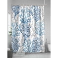 thumbnail image 5 of Fsddascl Navy Blue Coral Coastal Shower Curtain Set - 60" x 72" Washable Bathtub Curtain with 12 Hooks, Summer Beach Seaside Nautical Waterproof Fabric Stall Shower Curtains for Bathroom/Bathtub, 5 of 6