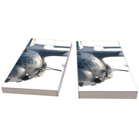 Skip's Garage Face of AC130 Solid Wood Cornhole Board Set
