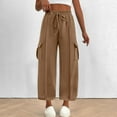 thumbnail image 7 of FRSASU Wide Leg Pants Woman with Pockets High Waist Pant Adjustable Knot Loose Trousers Business Casual Work Pants Khaki, 7 of 7