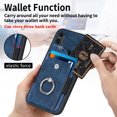 thumbnail image 4 of Feishell for iPhone XR Wallet Case with Elastic Card Holder,Premium PU Leather Shockproof TPU Bumper 360° Rotation Finger Ring Holder Kickstand Anti-Scratch Protective Phone Case,Blue, 4 of 9