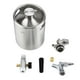 thumbnail image 1 of Mini barril de acero inoxidable de 2 l con grifo, sistema dispensador de cerveza artesanal presurizado para elaboración casera, 1 of 13