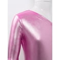 thumbnail image 5 of Yeahdor Girls Metallic Bell-Bottom Dance Jumpsuit One Shoulder Flare Sleeve Bodysuit Carnival Theme Party Costume Pink 10, 5 of 7