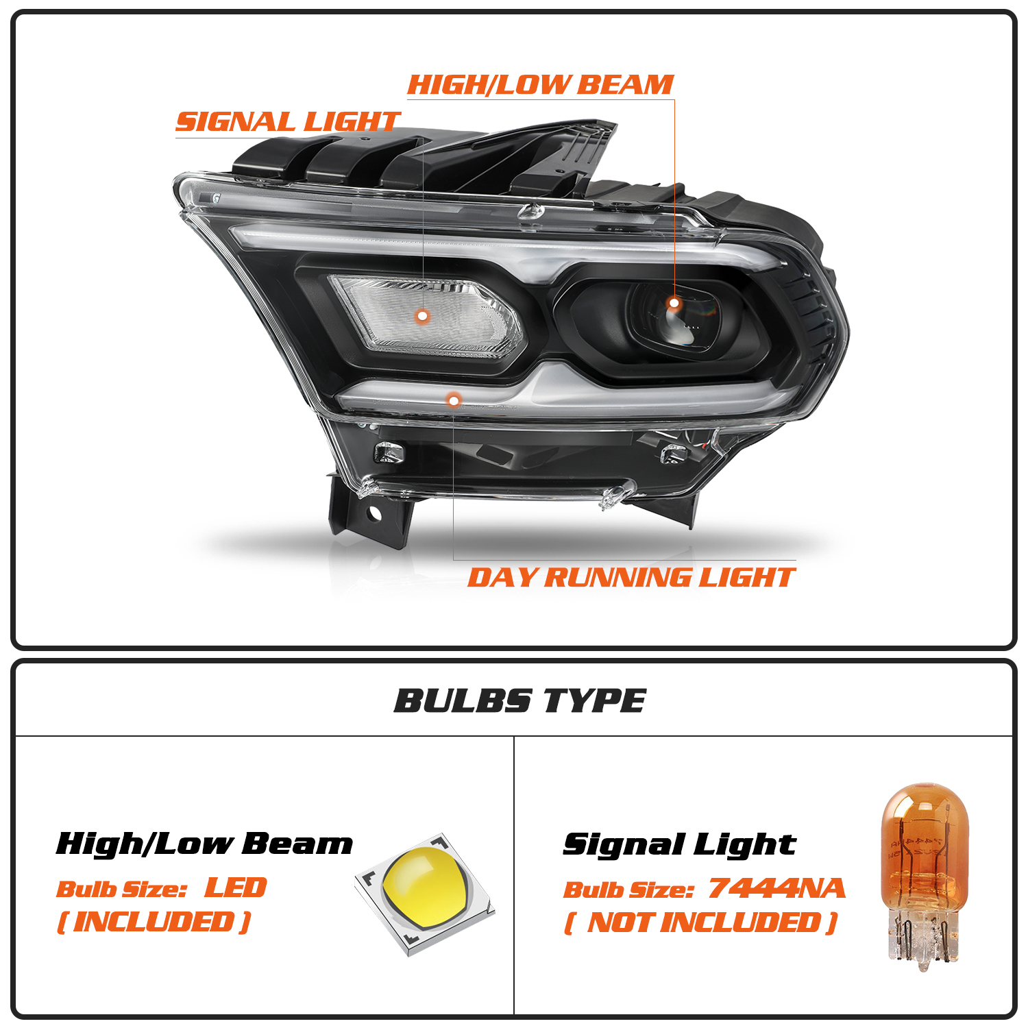 Driver Side For 2021-2024 Dodge Durango Halogen Turn Signal W/LED Headlights