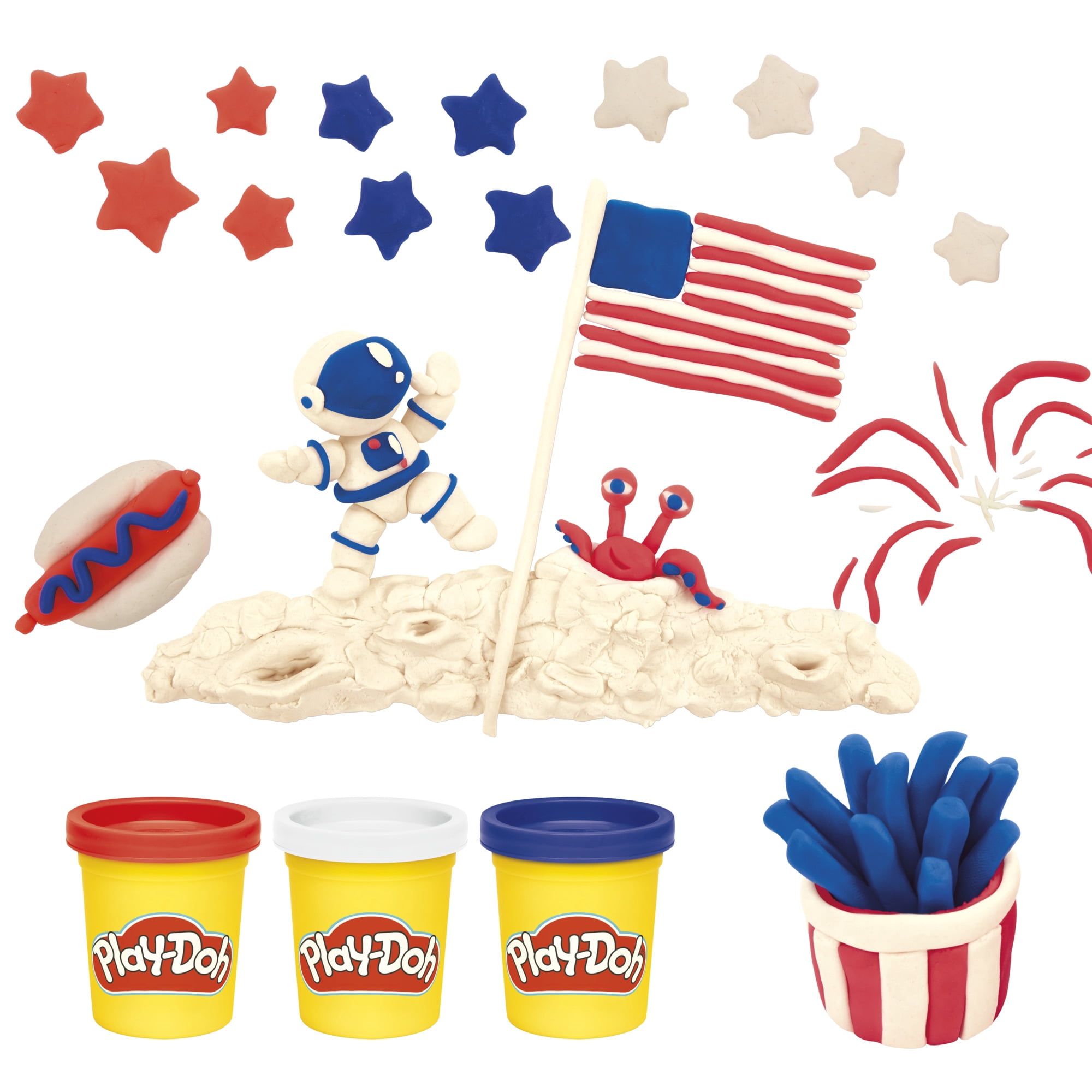 Play-Doh 12 Pack Red White and Blue 2 oz Cans, Creative Summer Activities for Kids, Patriotic Toys , Ages 2+