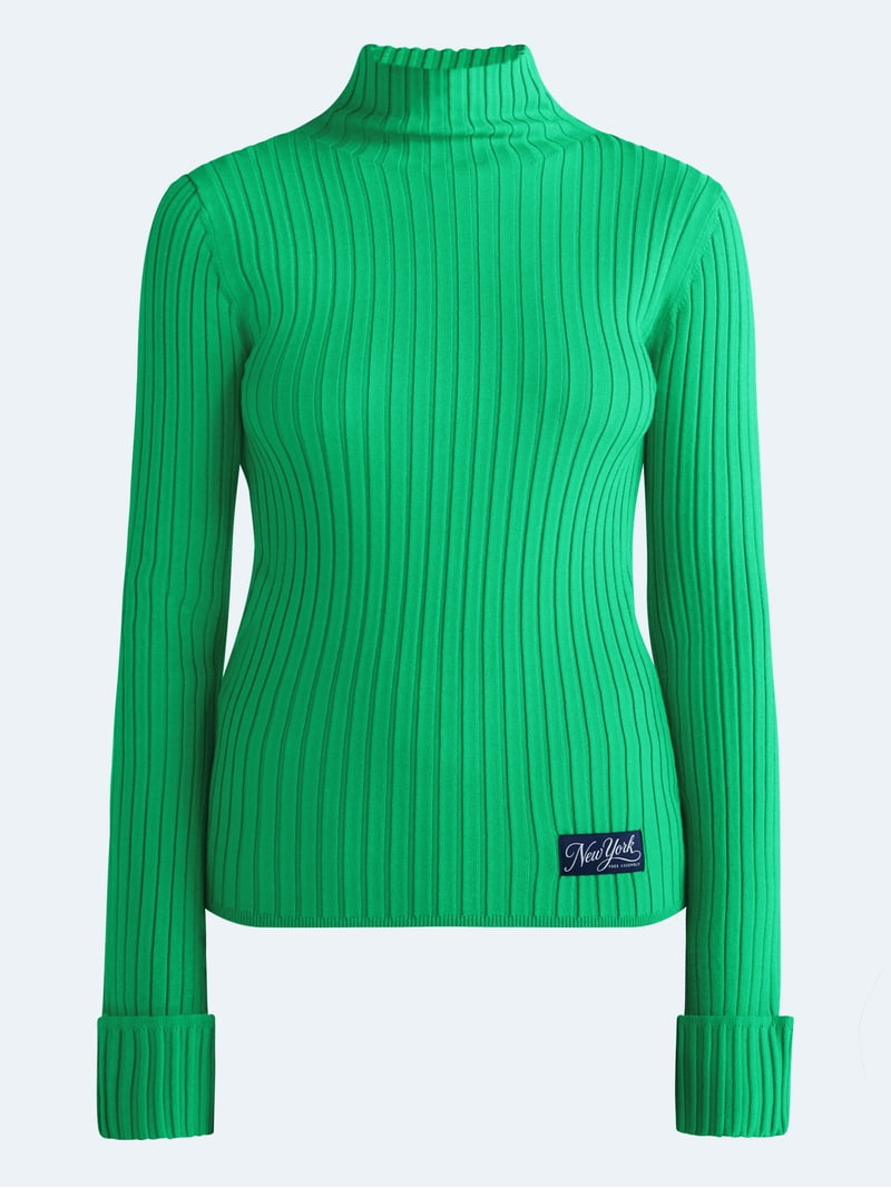 Free Assembly Women's Ribbed Mock Neck Sweater, Midweight, Sizes