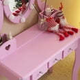 thumbnail image 4 of iRerts Kids Vanity Table and Chair Set, Princess Girls Makeup Vanity Set with LED Lights, 5 Drawers, Makeup Dressing Table with Rotatable Mirror for Little Girls Age 3+, Macaroon Purple, 4 of 12