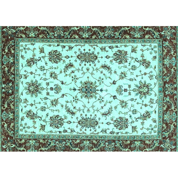 Ahgly Company Indoor Rectangle Abstract Light Blue Modern Area Rugs, 4' x 6'