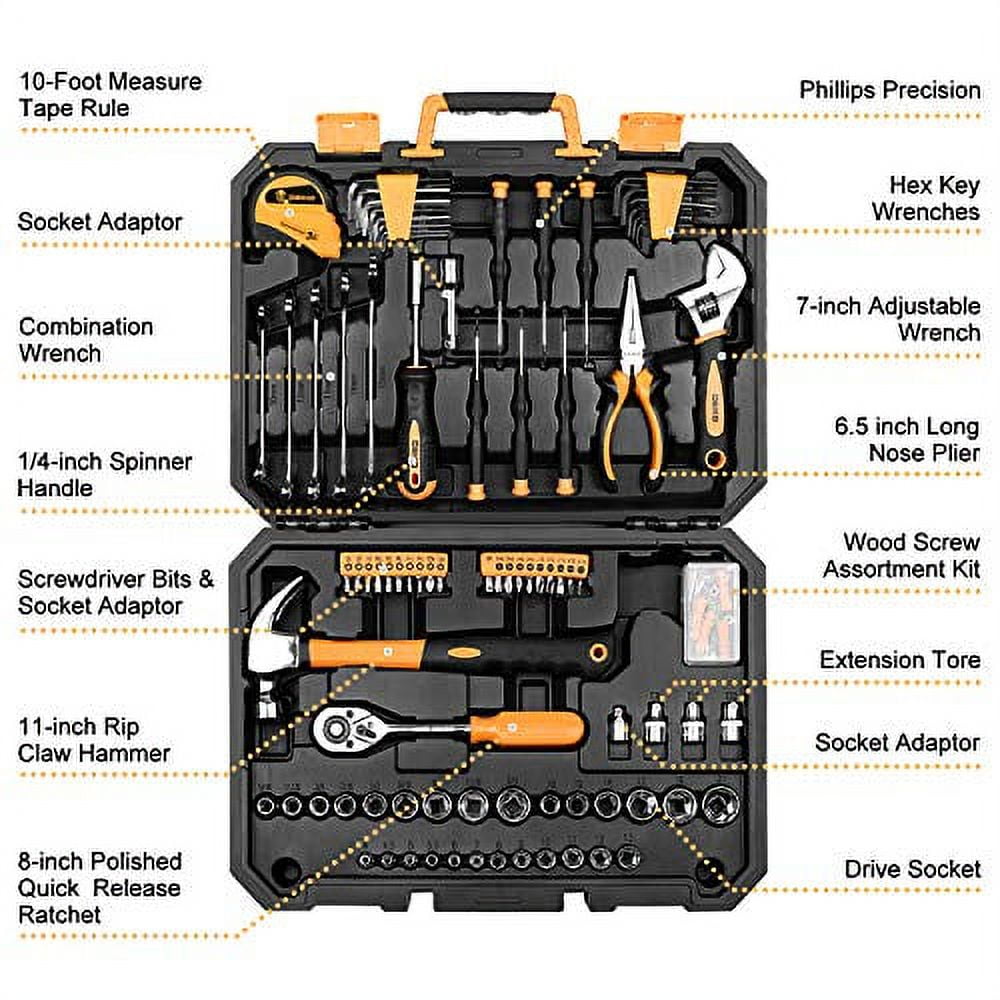 dekopro 128 piece tool set-general household hand tool kit, auto