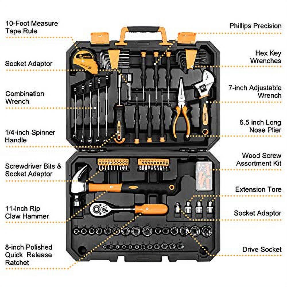 dekopro 128 piece tool set-general household hand tool kit, auto repair tool set, with plastic toolbox storage case - image 2 of 8