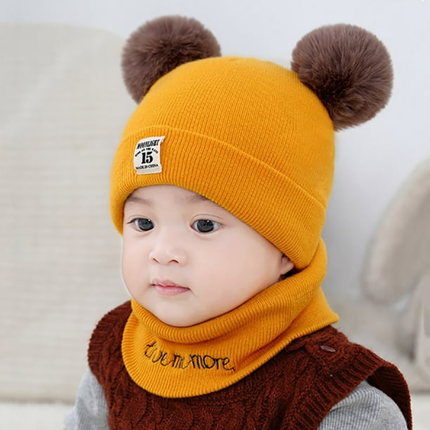 Toddler Woolen Hat Cute Warm Baby Pom Hat Baby Knit Hat with