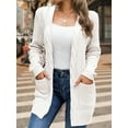 thumbnail image 2 of Mengpipi Women's Cardigan Sweater Loose Long Sleeve Open Front Knit Coat with Pockets, White-2XL(US 20-22), 2 of 7