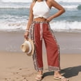 thumbnail image 4 of Yuyamidu Red Aztec Western Womens Pants Size M Flowy Loose Fit Slacks Pants Petite Breathable Business Casual Trousers Western Tribal Outfits, 4 of 7