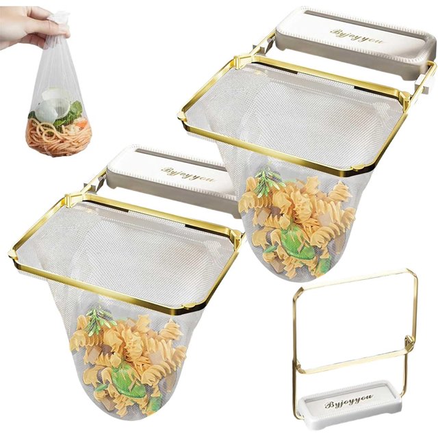 Meshmate Rack à Déchets, Mesh Mate Rack à Déchets, Meshmate Rack Évier - Passoire Rotative avec 100 Sacs Filtre en Maille, Ventouse Passoire Évier Support Filtre Évier (Blanc 2 Pcs)