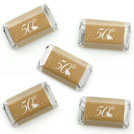 50th Anniversary Decorations - 50th Anniversary - Mini Candy Bar Wrapper Stickers - Wedding Anniversary Party Small Favors - 40 Count