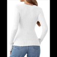 thumbnail image 4 of Camisas de Larga para Mujer, Cuello en V, Punto Acanalado, Corte Ajustado, Suéter con Botones, Blusa Informal de Trabajo para Otoño. XL, 4 of 10