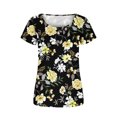 thumbnail image 4 of Pisexur Hauts pour Femmes 2023 Été Grande Taille Tuniques Décontractées à Col Rond Chemises à Manches Courtes Pétale Coupe Ample Blouse Mignonne, 4 of 6