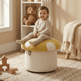 thumbnail image 2 of Guyou Cute Kids Storage Stool, Mushroom Shaped Upholstered Kids Reading Chair with Storage, Faux Fur Toddler Chair, Children's Shoe Changing Stool for Playroom Kindergarten Bedroom, Yellow, 2 of 9