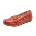 thumbnail image 4 of Mepaouo Women's Leather Loafers Slip on Casual Shoes Hollow Low Wedge Oxfords Soft Walking Flats, 4 of 5