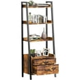 thumbnail image 3 of Fabato 4 Tier Display Bookcase w/Ladder Shelves & Metal Frame, Rustic Brown, 3 of 7