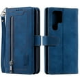 thumbnail image 2 of Dteck Wallet Case for Samsung Galaxy S23 Ultra,Magnetic Handbag Zipper Pocket PU Leather Cover Flip with 9 Card Slots and Wrist Strap Folio TPU Inner Stand Case,Darkblue, 2 of 8