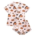 thumbnail image 7 of JIAYUE Women's Two Piece Pajama Set Soft Breathable Loungewear With Halloween Cute Print Notch Collar Button Short Sleeve Tops With Elastic Shorts Cozy Sleepwear Indoor Rest, 7 of 7