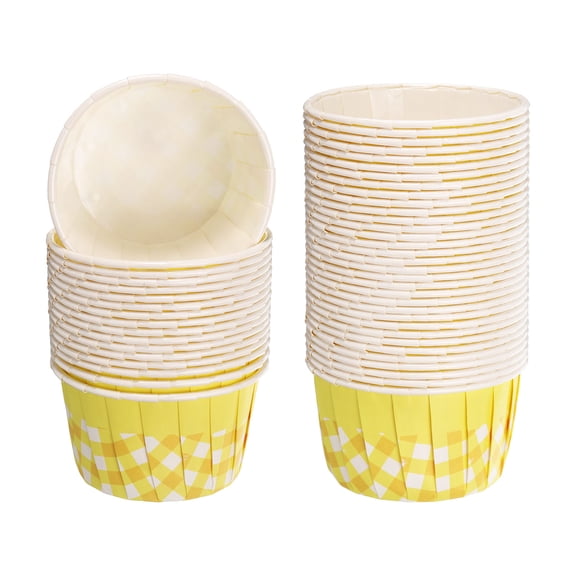 Mini Lattice Cupcake Liners, 50Pcs Cupcake Muffins Liners Cupcake Holders Paper Greaseproof Wrappers(Yellow and White)