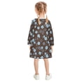thumbnail image 3 of Girls' long-sleeved dress Blue Flower Girls' A-line dress with ribbed cuffs Soft and comfortable, 3 of 6