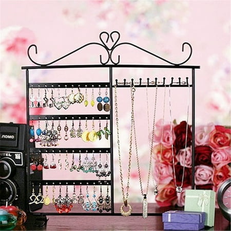 Metal Tree Jewelry Stand White/Pink/Black Earrings Necklace Ear Studs Jewelry Tree Display Show Metal Stand Rack Organizer Holder ()