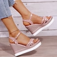 thumbnail image 4 of Stylish Women's Plus Size Rhinestone Fish Mouth Sandals with Roman Round Toe, 4 of 4