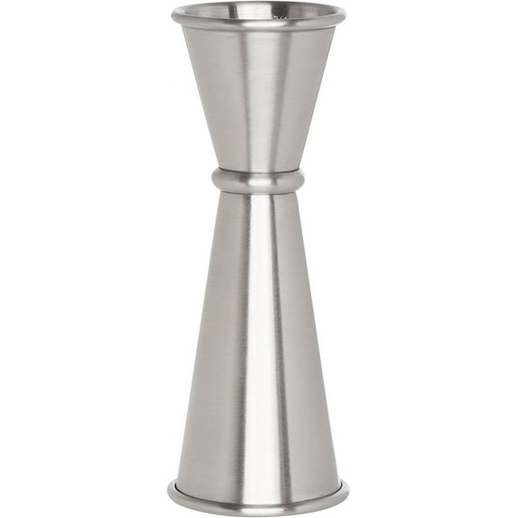 Premium Japanese Style Double Cocktail Jigger, Bartender Alcohol Measurer Tool, 304 Stainless Steel Home Bar Kit, 1oz / 2oz Measurement Cup, Bottle Pourer and Cap for Bartending Drink Measurements