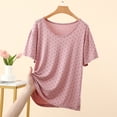 thumbnail image 4 of Ohufall Womens Pajama Tops Lightweight Breathable Modal Sleepwear Solid Color Crewneck Short Sleeve Shirts, 4 of 4
