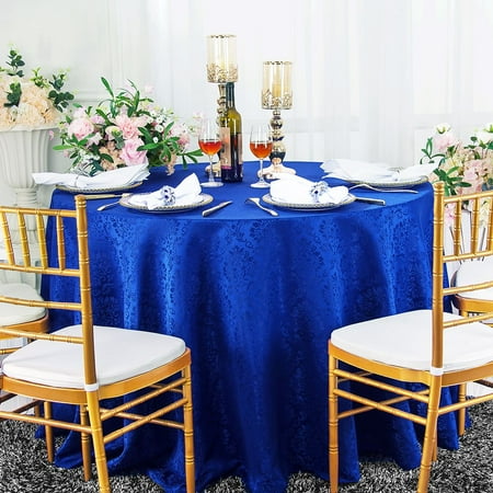 

Wedding Linens Inc. 90 Round Marquis Damask Jacquard Polyester Linen Tablecloth Table Covers with Seamless Design - Royal Blue