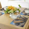 thumbnail image 4 of Ambesonne Nautical Place Mats Set of 4, Shells in Sea Ocean, Standard Size, Blue and Apricot, 4 of 6