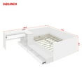 thumbnail image 3 of Full Size Platform Bed Frame with Charging Station and Dressing Table, Wooden L-Shaped Daybed with 6 Storage Drawers and Headboard, White, 3 of 8